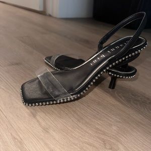 Black kitten square toe heel